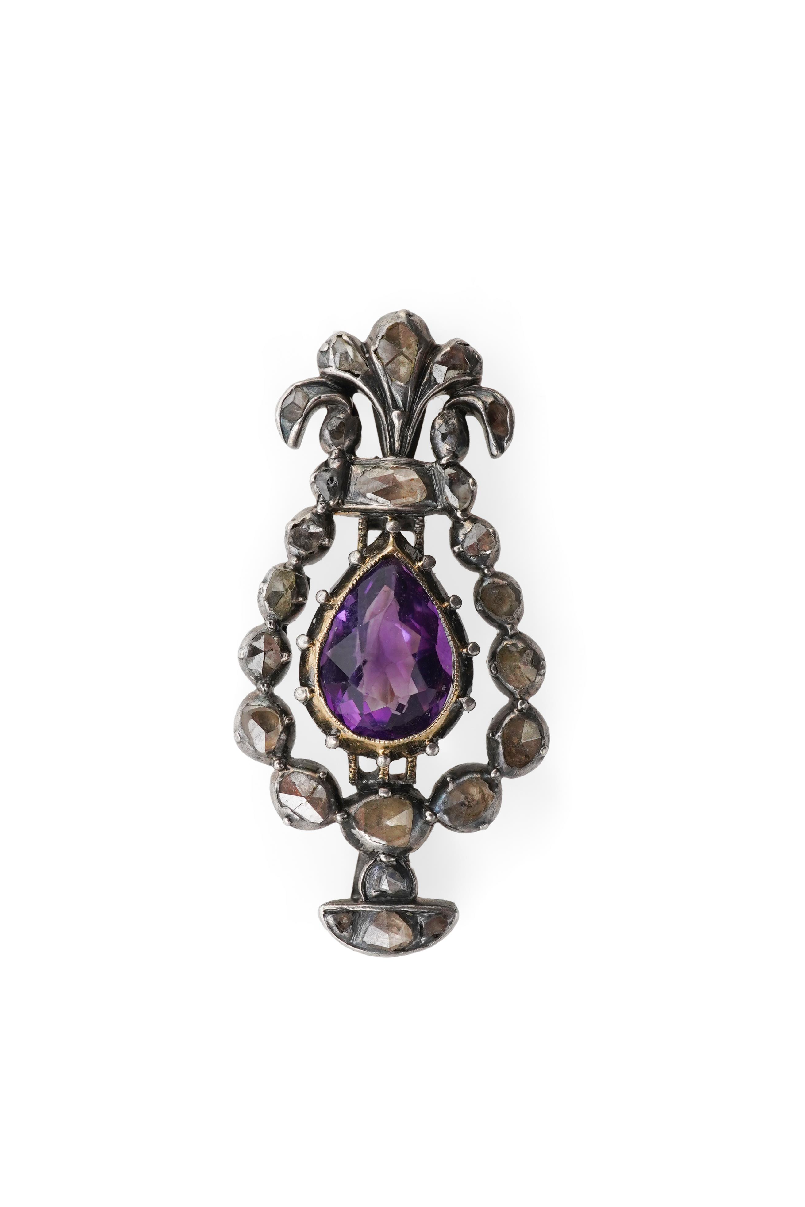 An amethyst and diamond brooch, 19th century and later